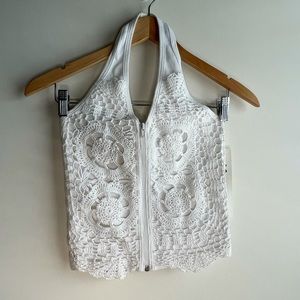 White Crochet Halter Top/ Skirt